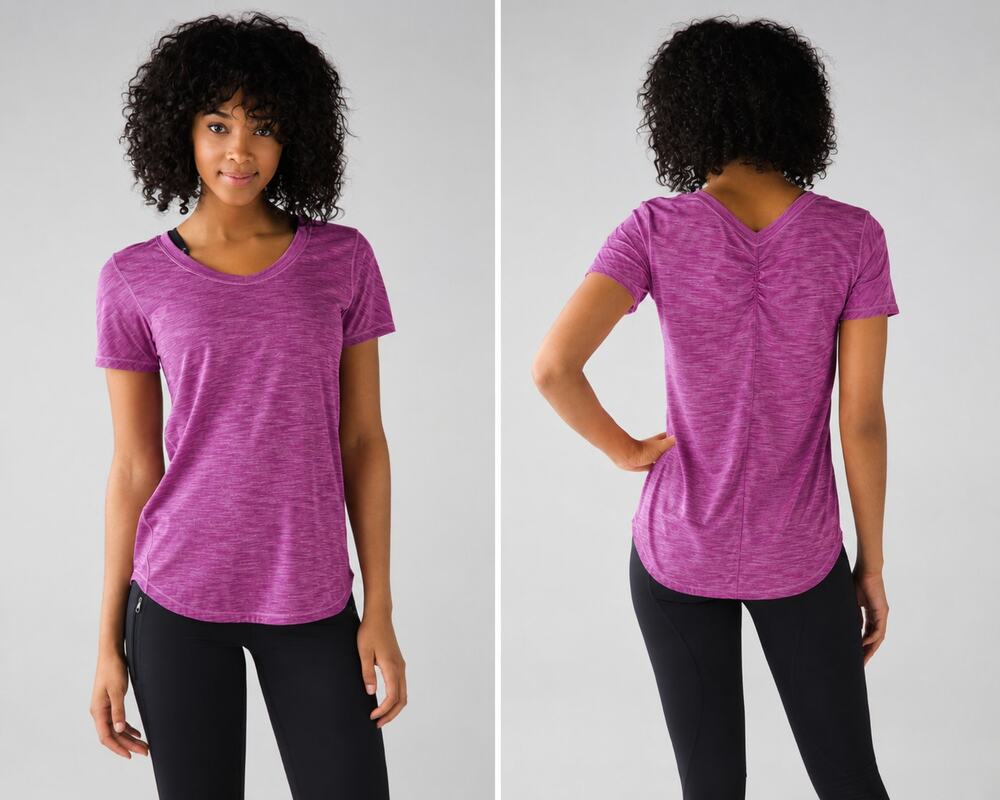 Lululemon Intensi-Tee Ruched Back Top Small Regal Plum Purple Running Yoga